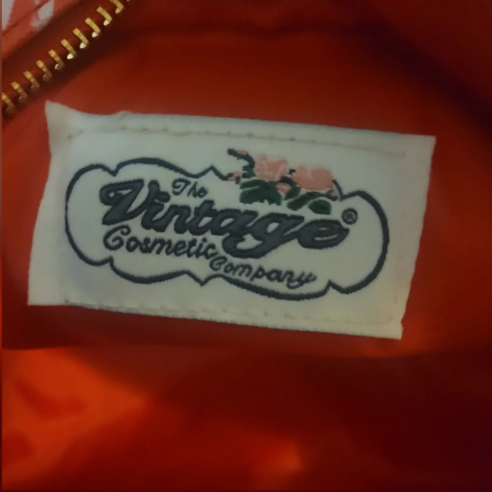 Cosmetic Pouch The Vintage‎ Cosmetic Company Orange Swirl Faux Leather, NWT